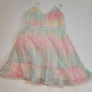 Speechless Pastel Tie-Dye Eyelet Mini Dress Small